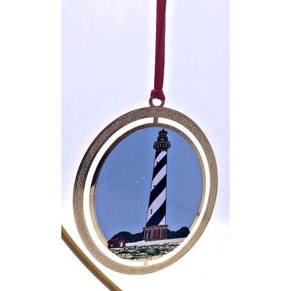 Cape Hatteras Lighthouse Christmas Ornament Gold Metal North Carolina Vintage 3" - Picture 2 of 8